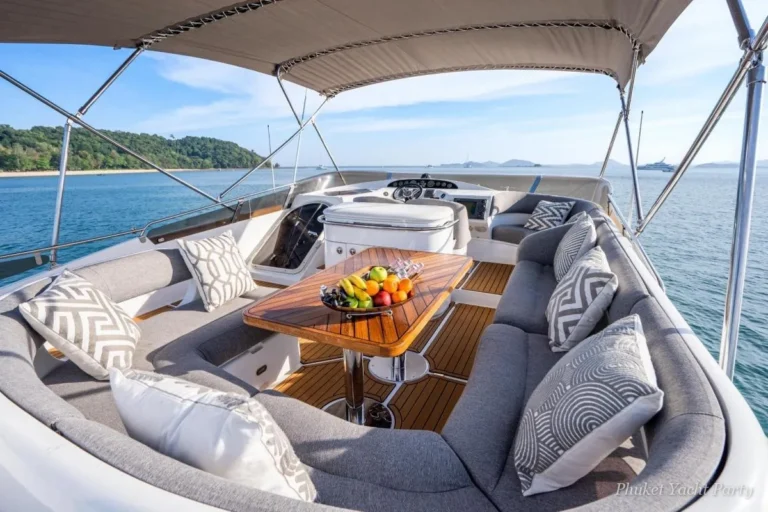 Afterglow 65 motor yacht with slide and flybridge for a Phuket party (2)