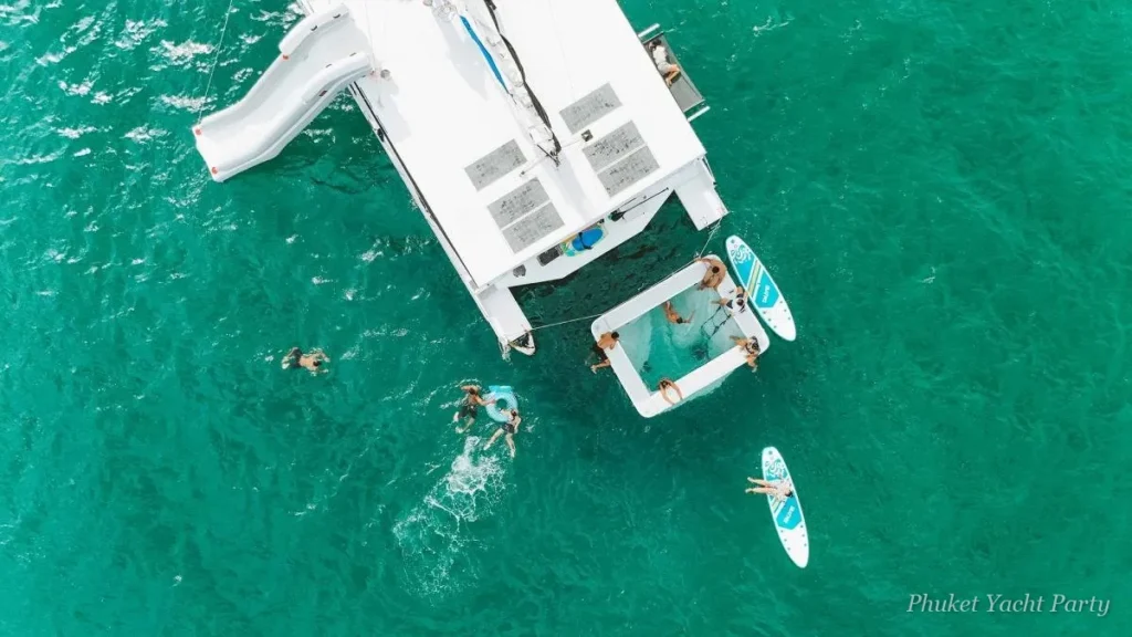 Bassline 55 party catamaran with a water slide and sea pool in Phuket (3)