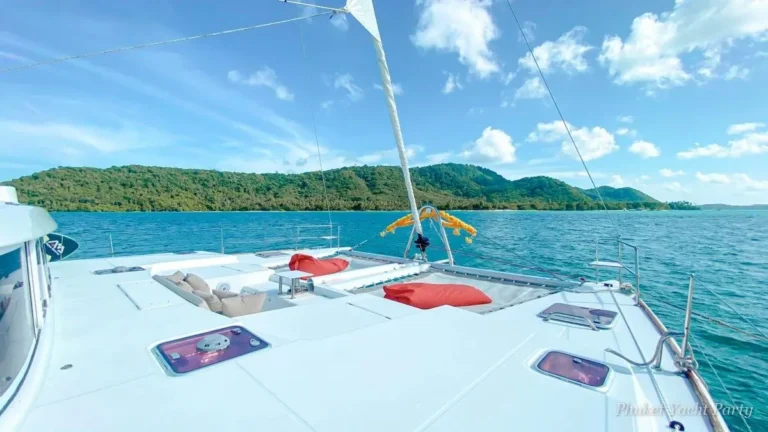 Neon Tide 50 sailing catamaran set up for a day party off Phuket (2)