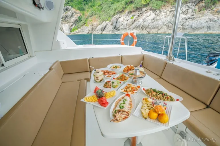 Neon Tide 50 sailing catamaran set up for a day party off Phuket (6)